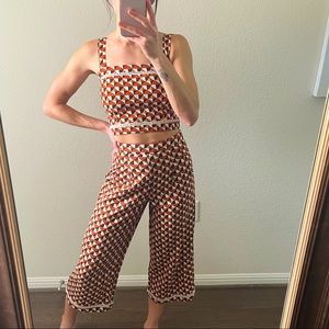 Matching pants set! Forever 21 retro crop top and wide leg pant set